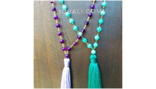 fashion necklaces tassels glass beads green